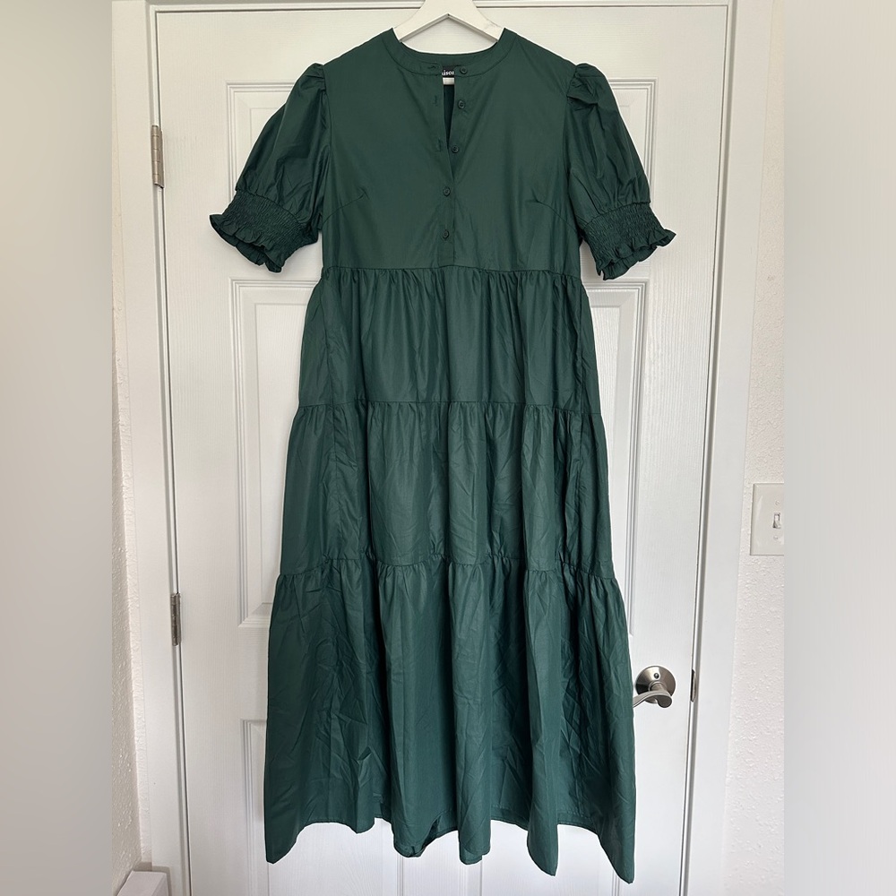 En Saison winter green midi dress, size M.